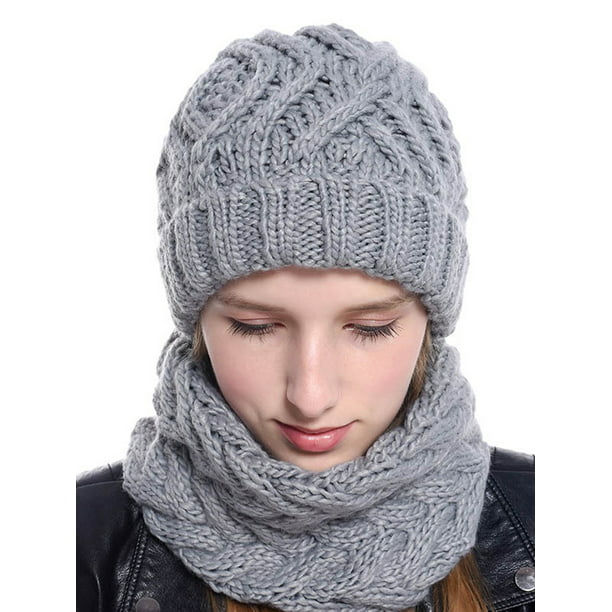 Women Men Scarves Winter Warm Snow Scarf Hats Thick Cap Wraps Knit Wraps Plain